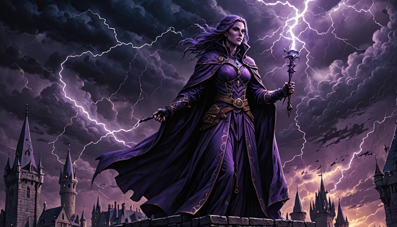 Gothic Sorceress Unleashes Electric Fury