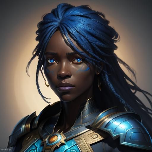 Glowing-Eyed African Girl Portrait in Hyperdetailed Style