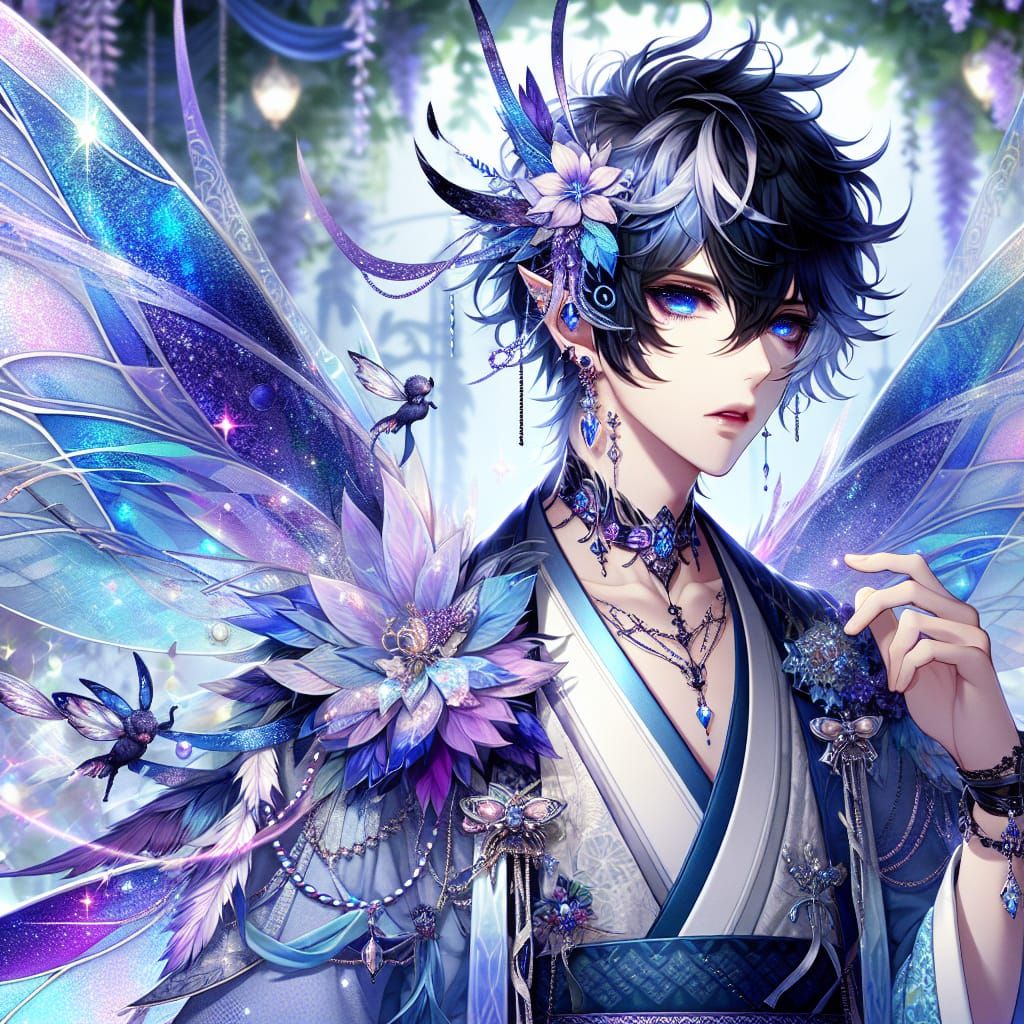 Anime Style Asian Fairy with Majestic Wings