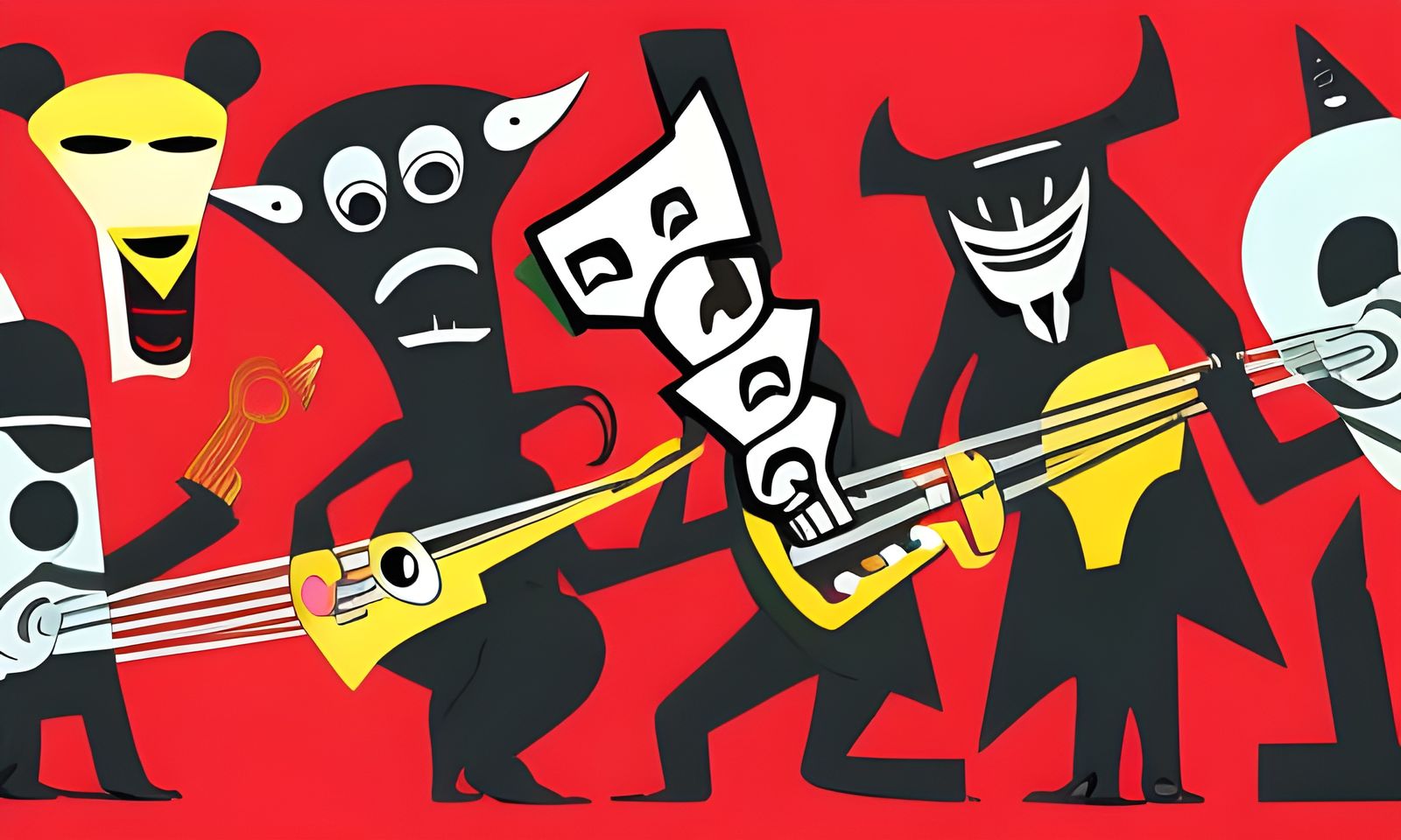 Animal Musicians Play Instruments in Cell-Shaded Style