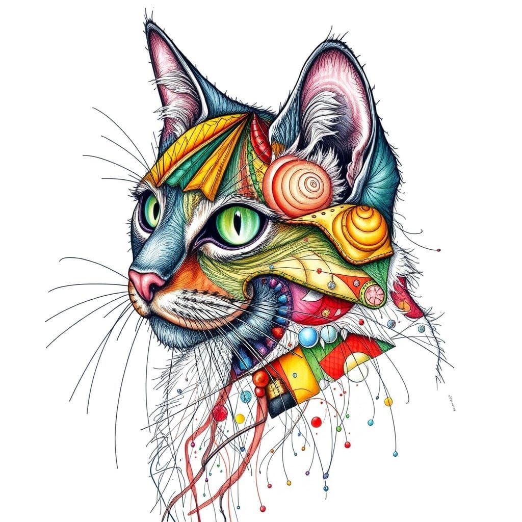 Surreal Colorful Pen Drawing in Abstract Style