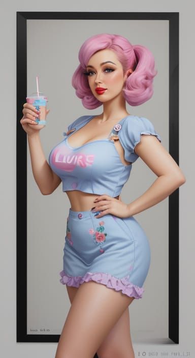Soft Pastel Pinup Woman in a Pinup Flux Aesthetic
