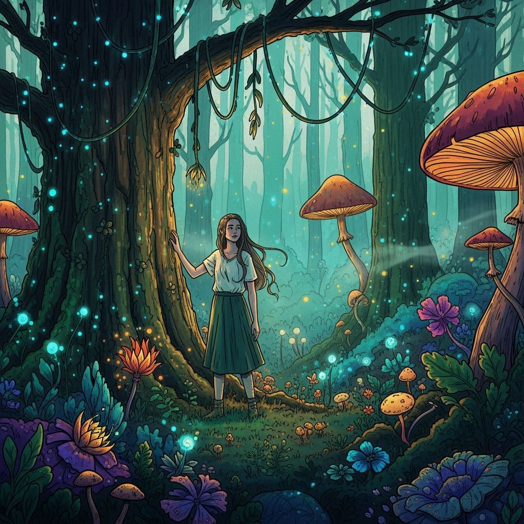 Mystical Forest Woman in Digital Art Style