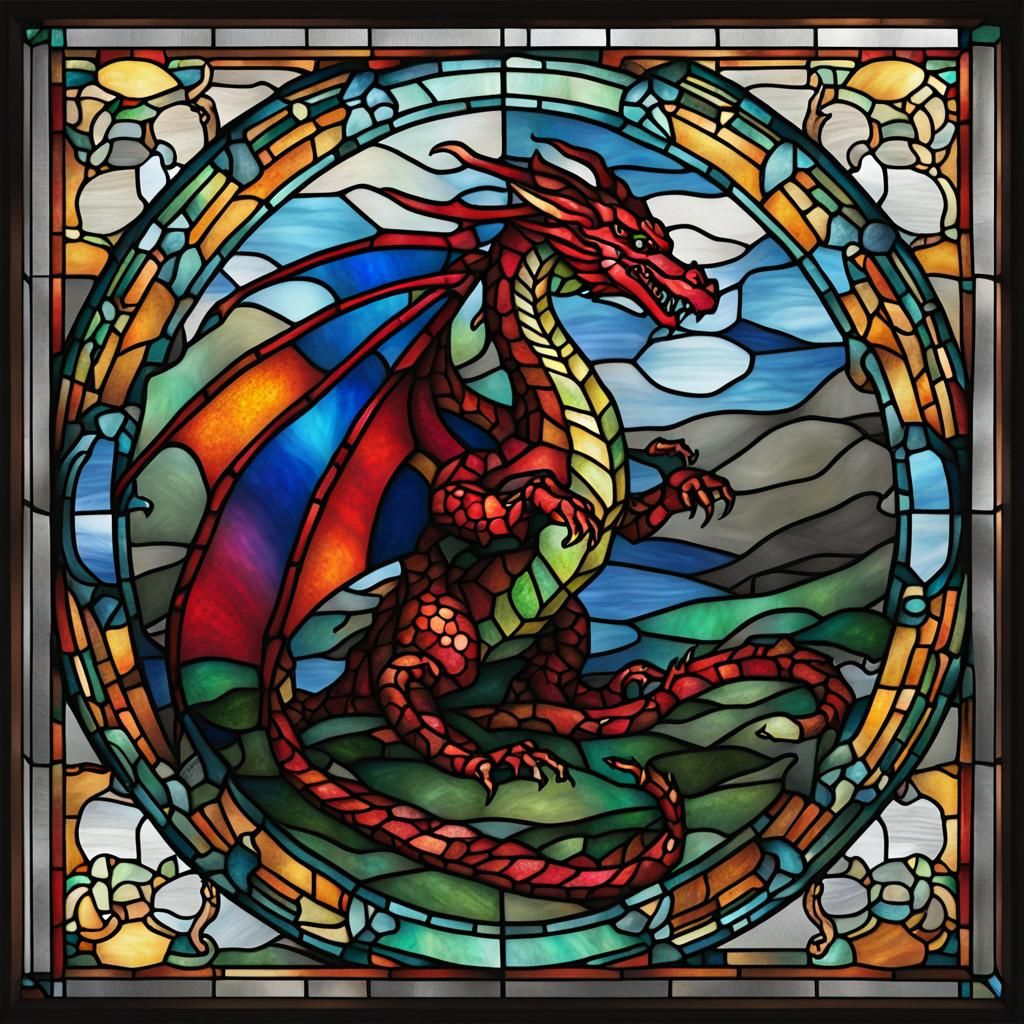 Stained Glass Dragon Illustration