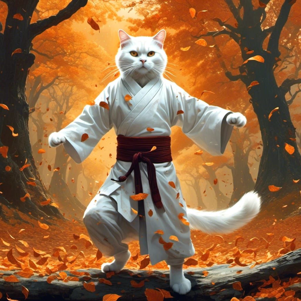 Tai Chi Cat in the Autumn