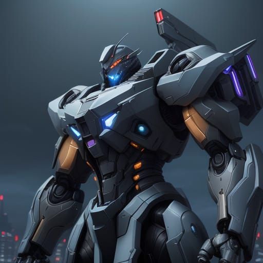Sleek Sci-Fi Mech Dominates Futuristic Cityscape