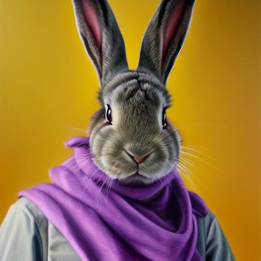Detailed Oil Painting of a Large Bunny Portrait