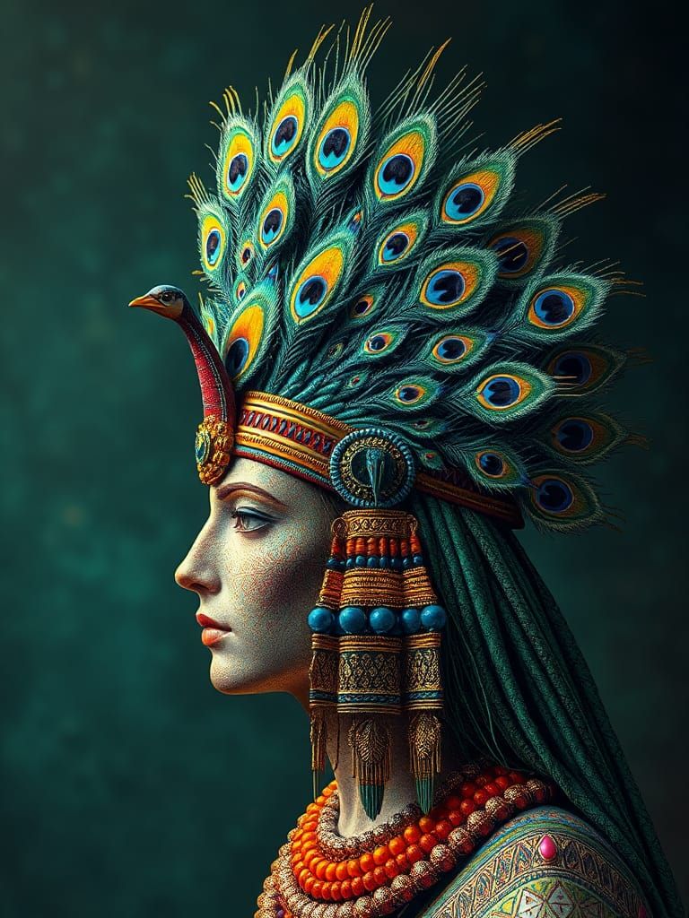 Psychedelic Peacock Feather Headdress Art