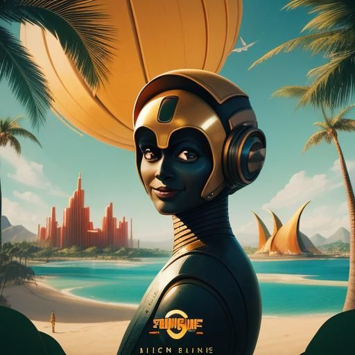 Arrakis Travel Poster in Retro-Futuristic Style