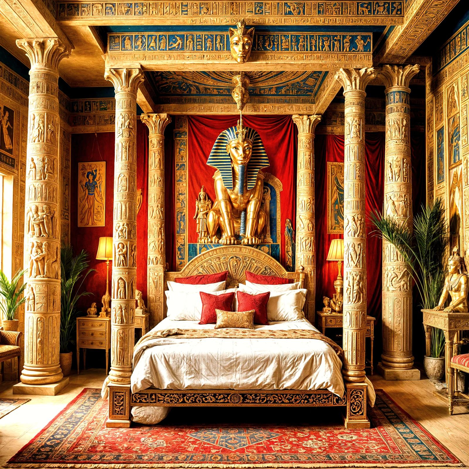 Ancient Egyptian Palace Chamber in Vibrant Hyper-Realism