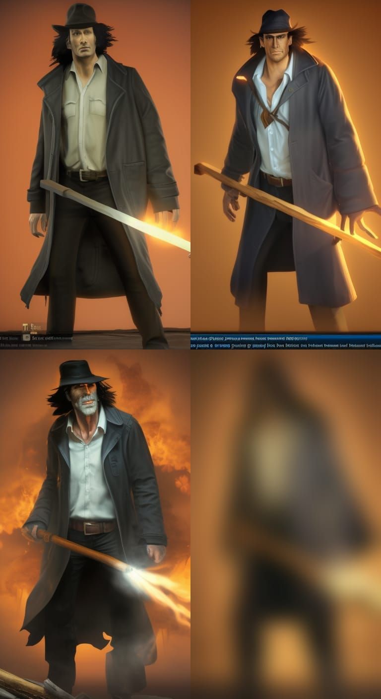 Harry Dresden with Staff in Cinematic 3D Style