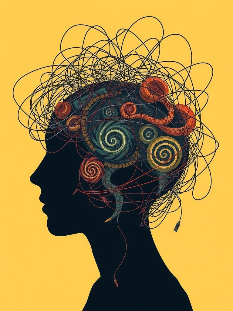 Tangled Wire Head Filled with Dark Dreams