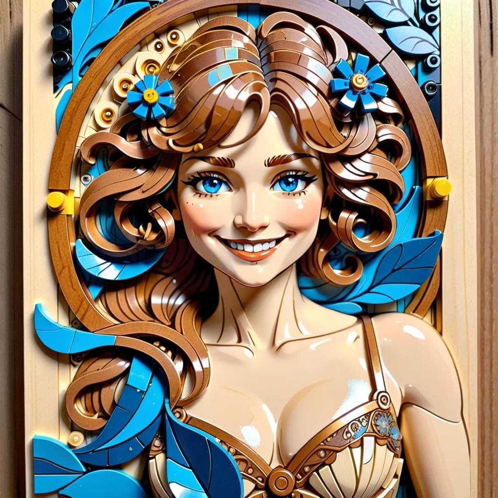 Art Nouveau Lego Girl Portrait