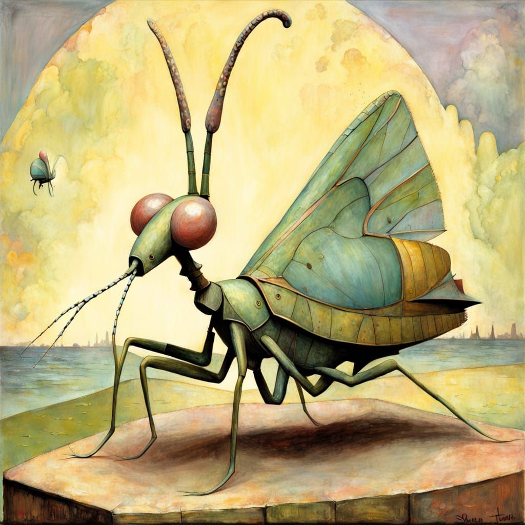 Whimsical Mantis in a Fantastical World
