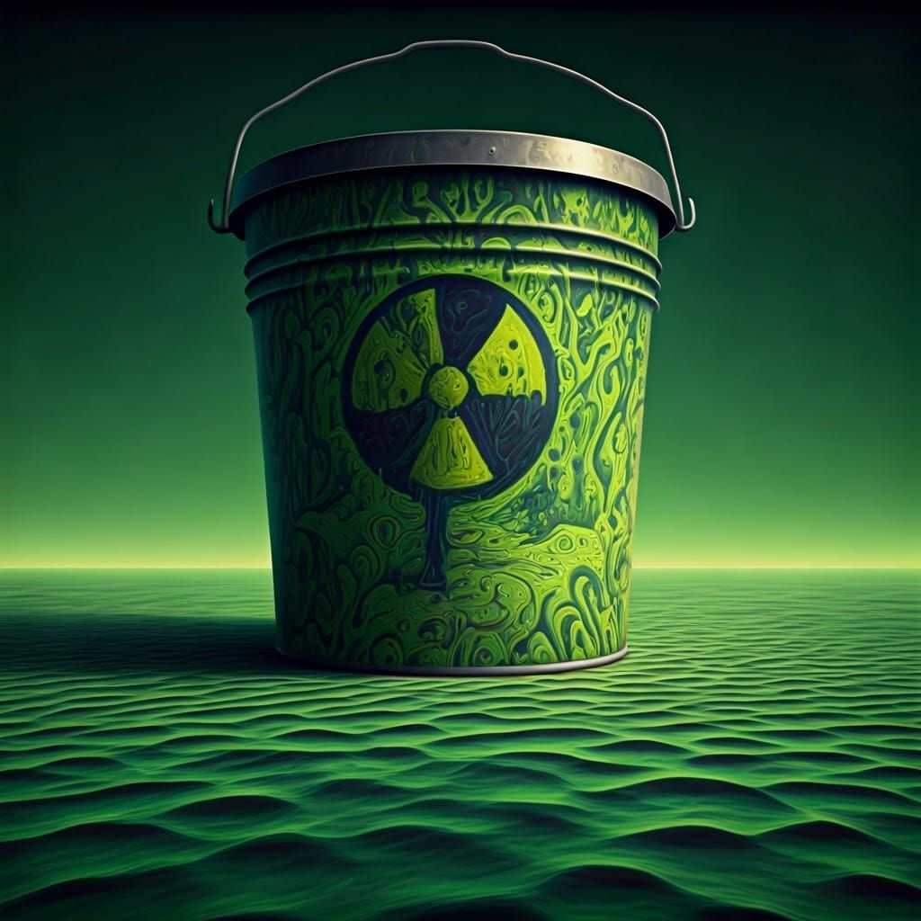 Psychedelic Nuclear Landscape in a Vibrant Green Bucket