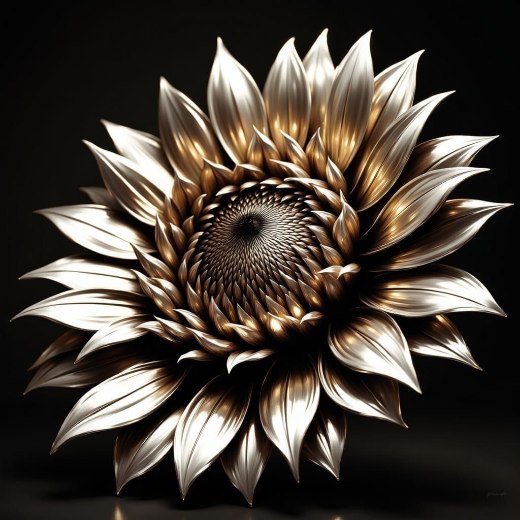 Modern Sunflower in Shimmering Metallic Finish