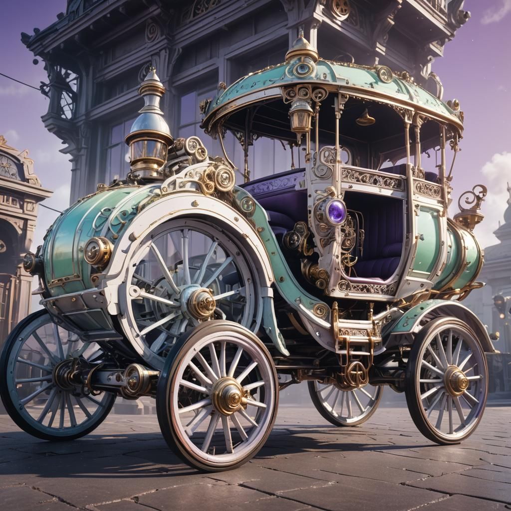 Cyberpunk Carriage with Peeling Paint and Metalwork