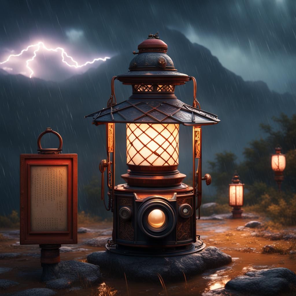 Old Lantern with lightning