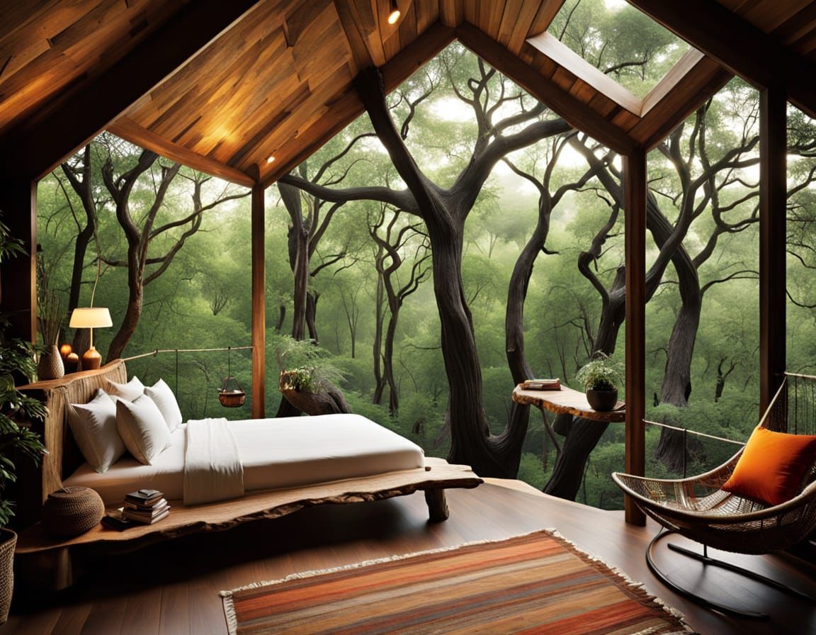Surreal Bohemian Treehouse in a Gigantic Tree