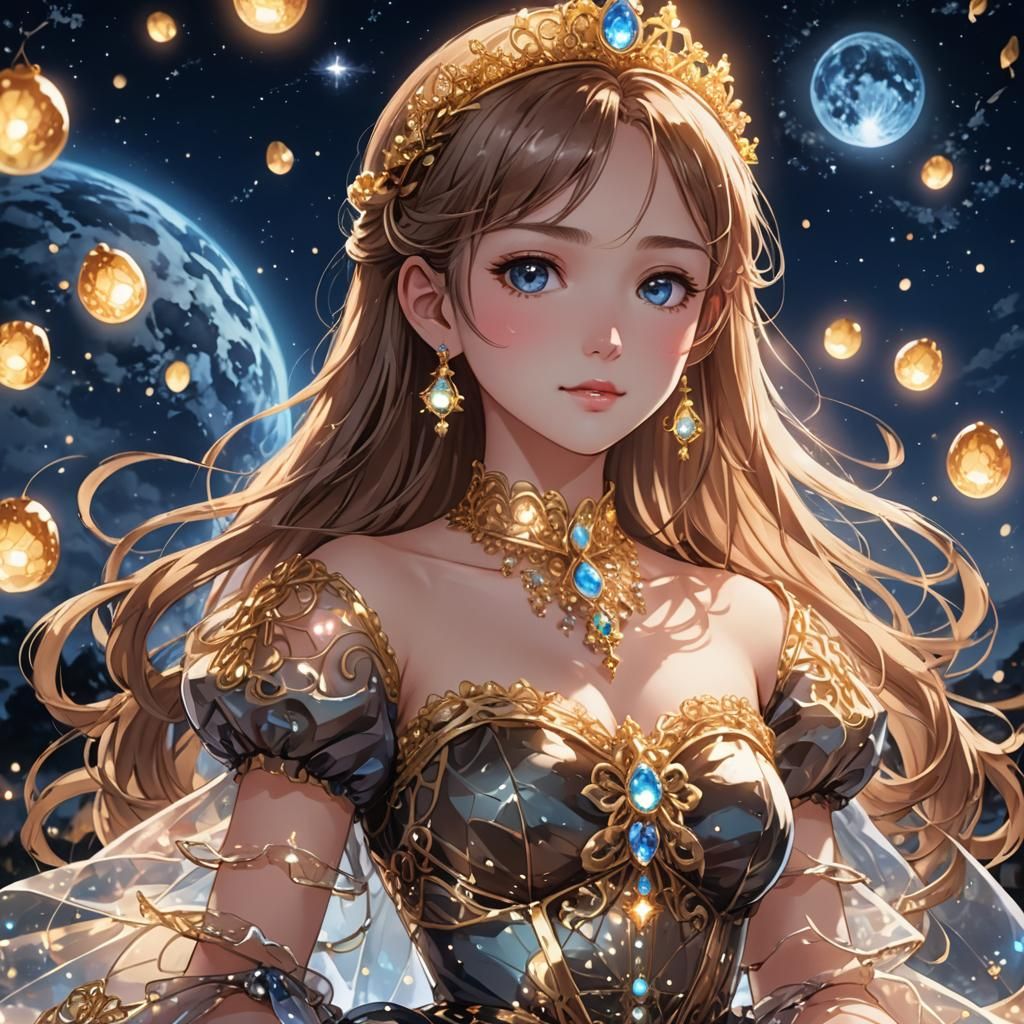 Princess in Transparent Potato Dress: Anime Style Portrait