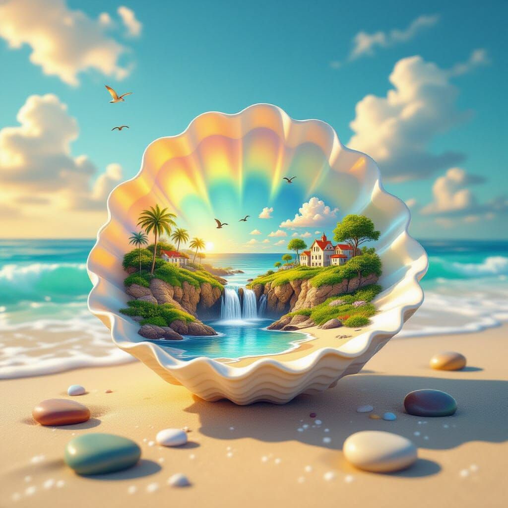 Seashell Miniature World: A Surreal Landscape