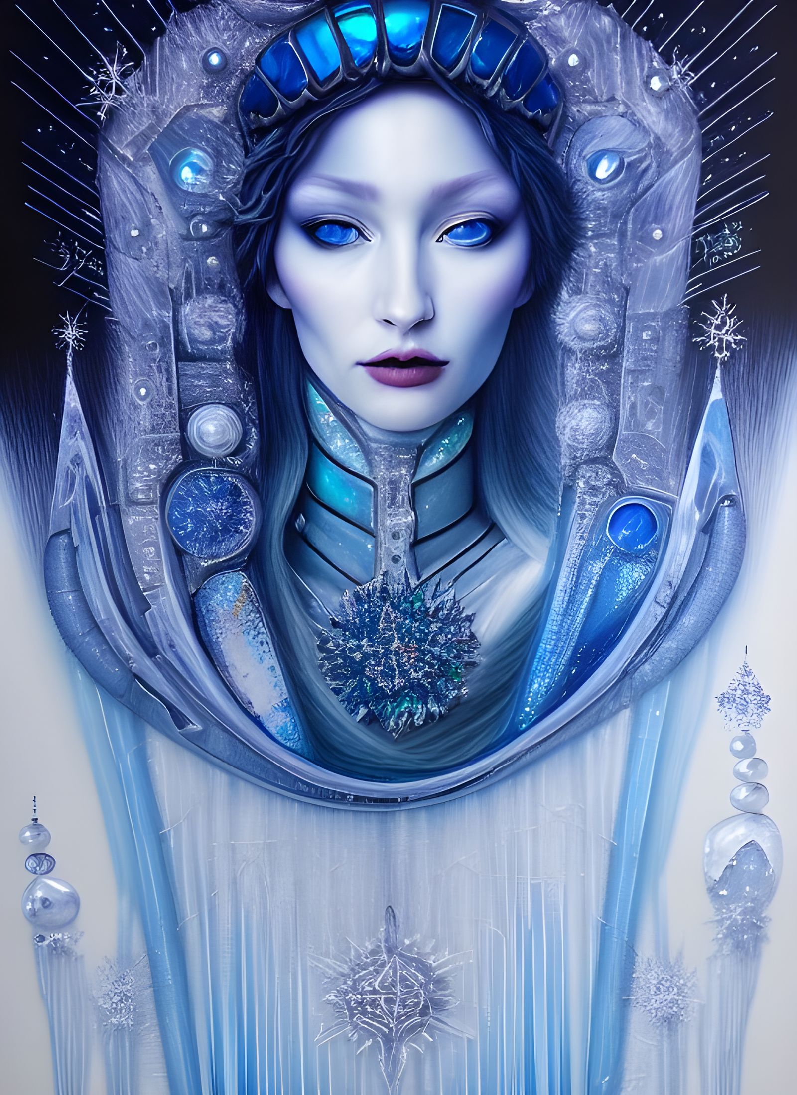 Cyberpunk Queen of Frozen Worlds: Photorealistic Portrait