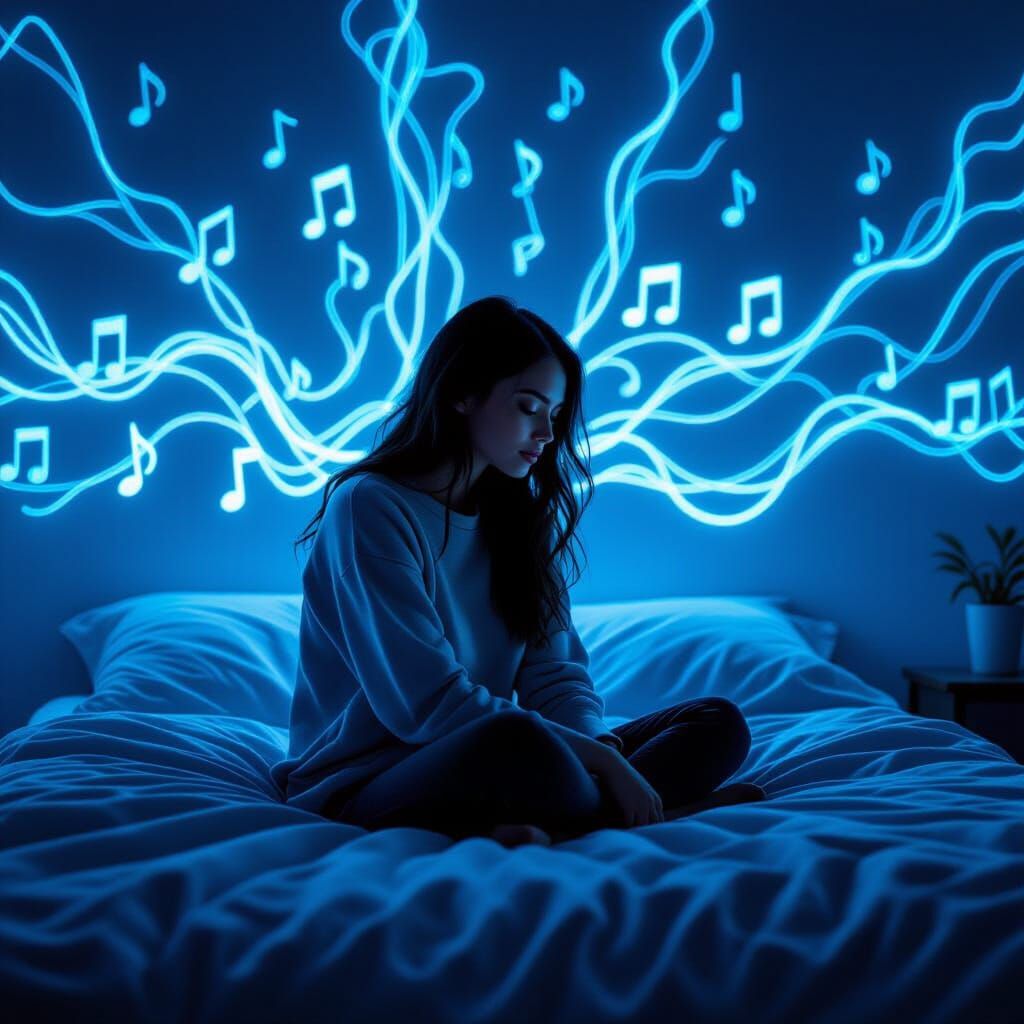 Anonymous Figure Reflects Amidst Electric Energy and Music