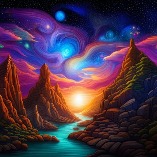 Holographic Starscape in Northern Sky: Astral Illustration
