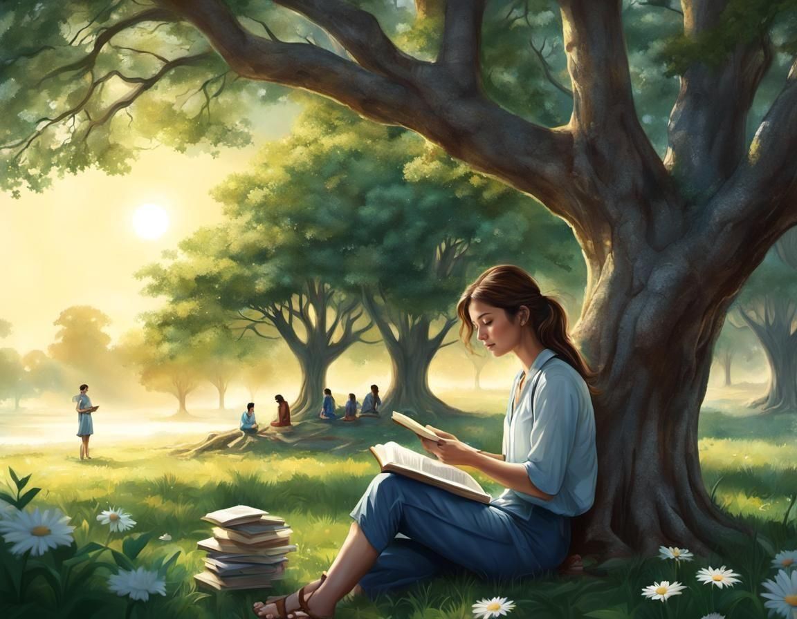 Serene Reading Scene in Nepal with Bluebird