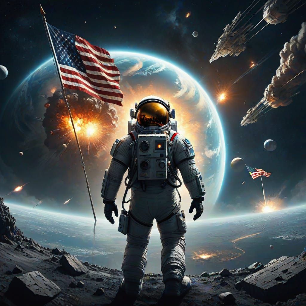 Astronaut in Dark Planet Awaits Earth's Glorious 2025 Celebr...