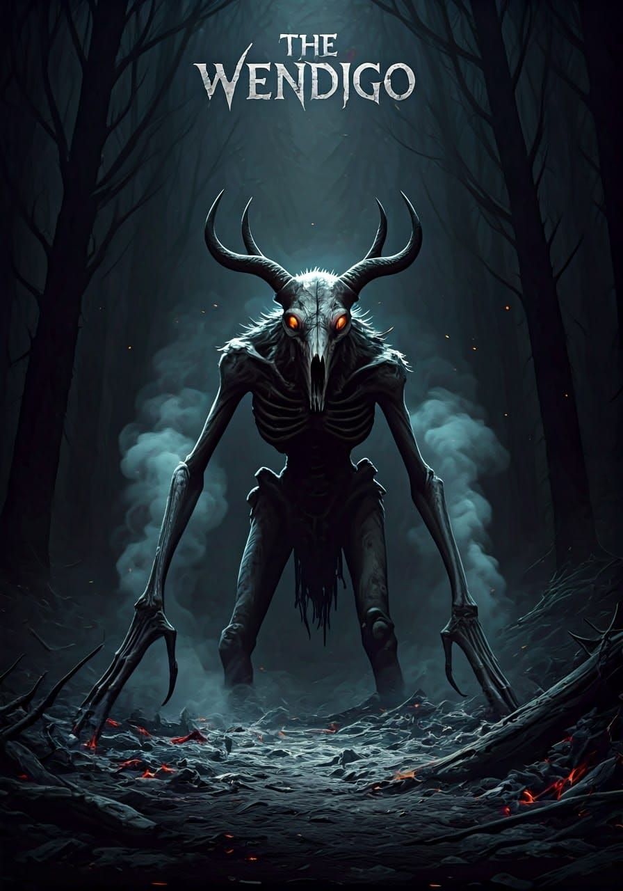 Ashy Wendigo in Dark Gothic Forest
