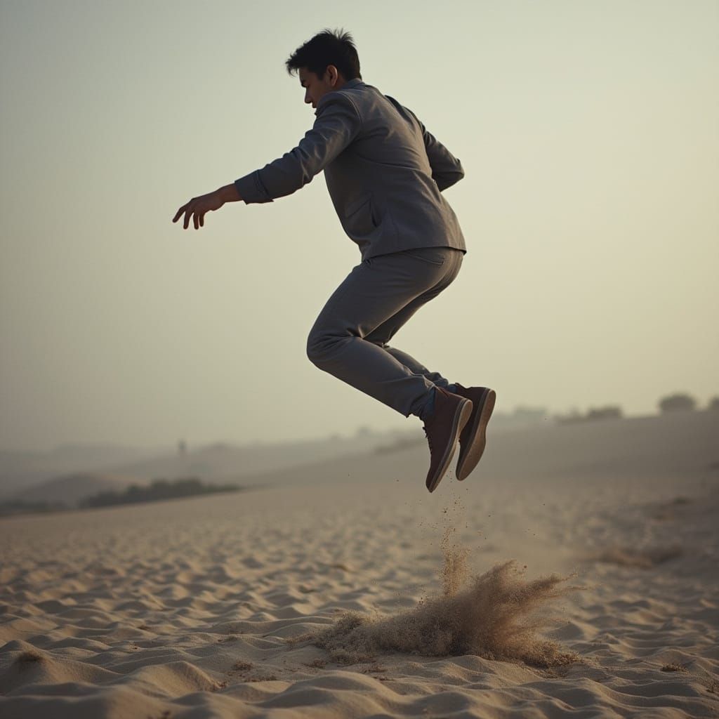 Man Levitating Mid-Air