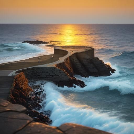 Lone Figure Watches Holy Sunset: Oil Painting