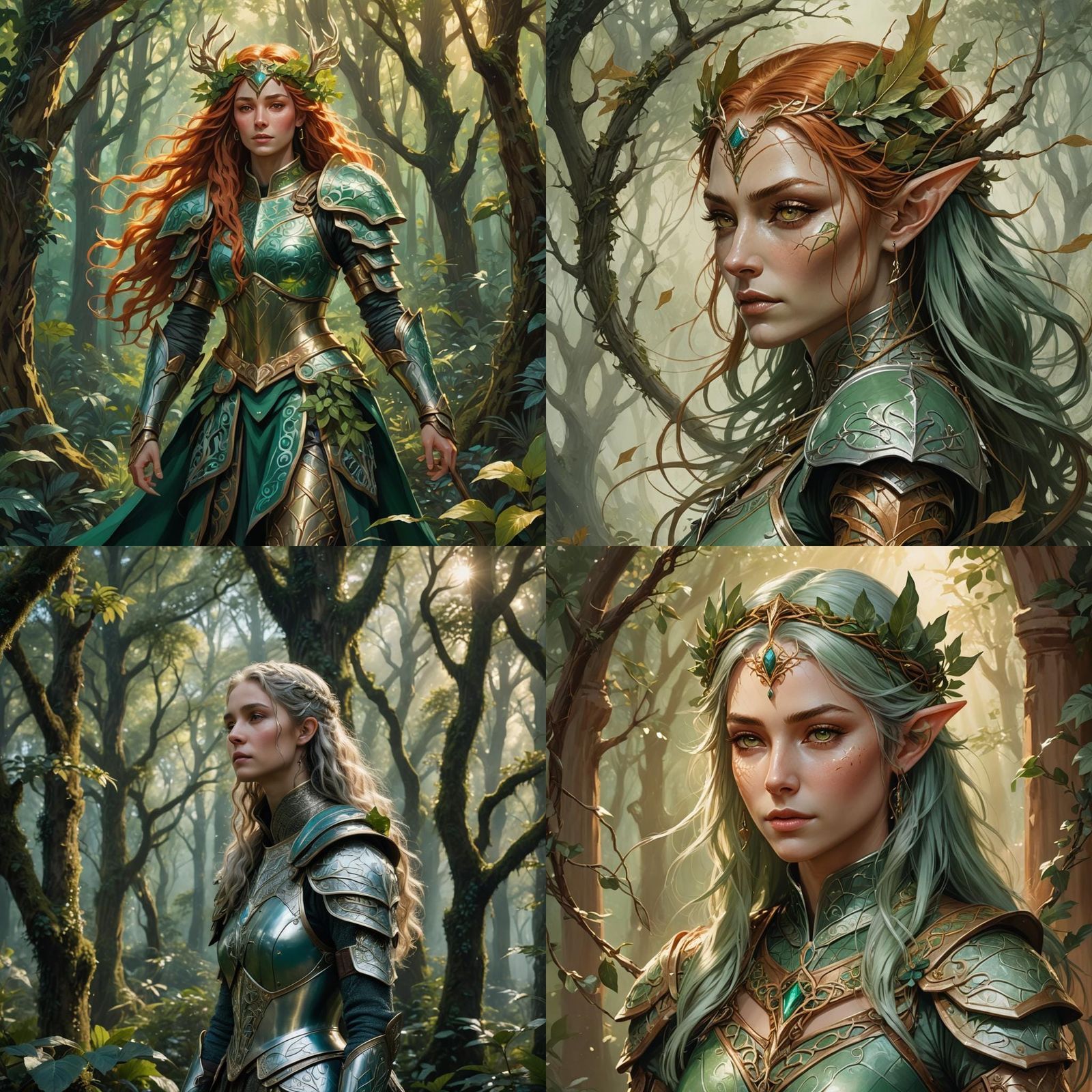 Elven Healer in Forest Armor: Fantasy Art