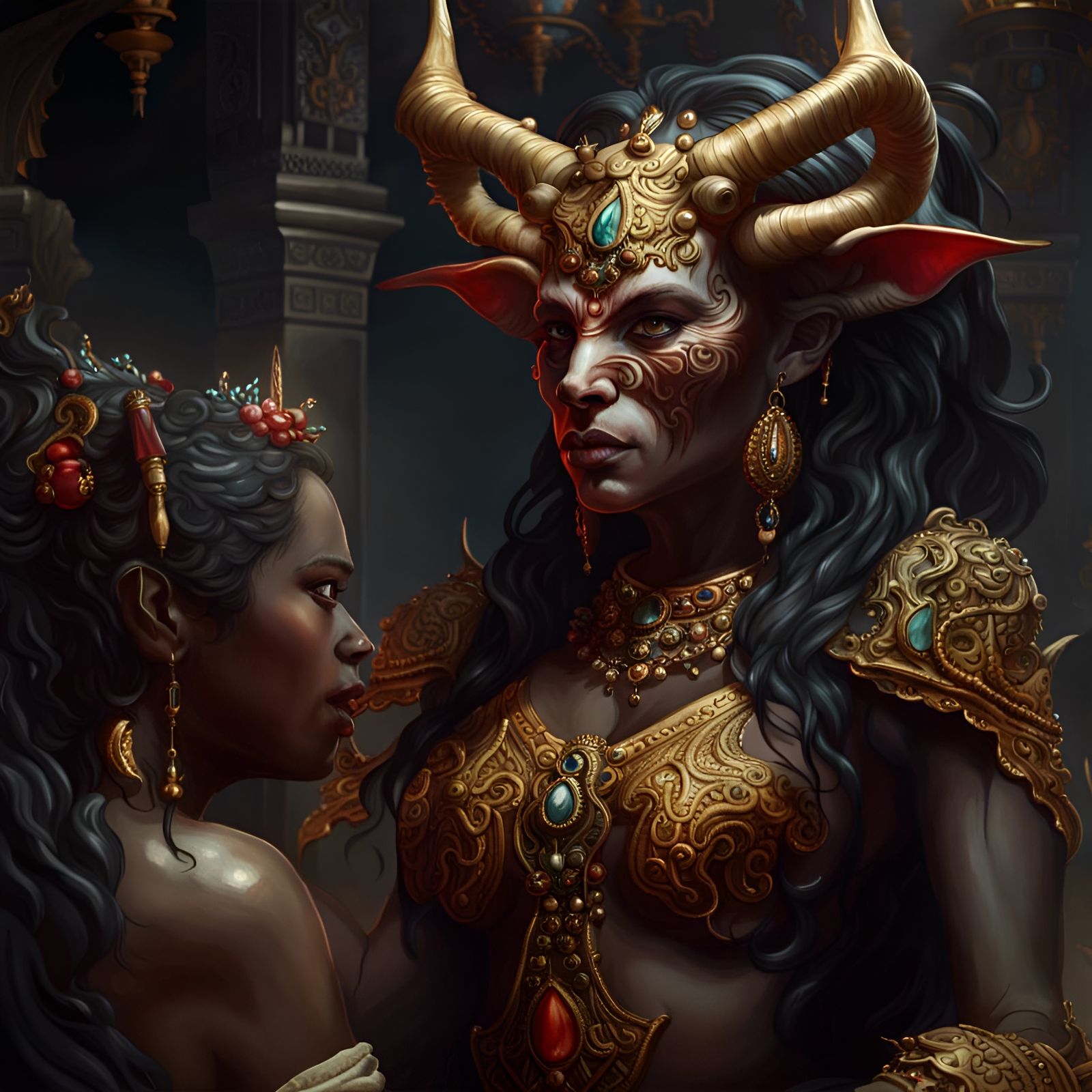 Moloch, Cannanite Bull god, in demoness form being given off...