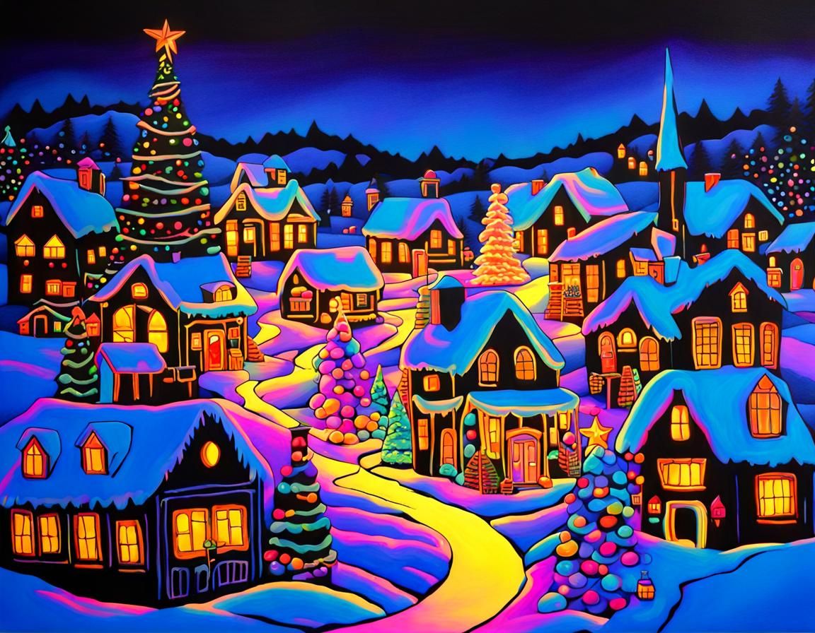 Fluorescent Christmas Village