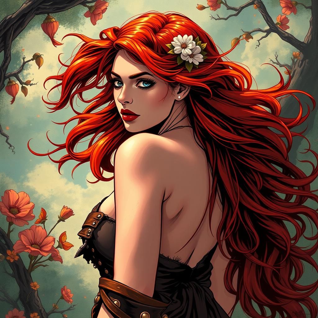 Persephone, Goddess of Spring, in Comic Book Style