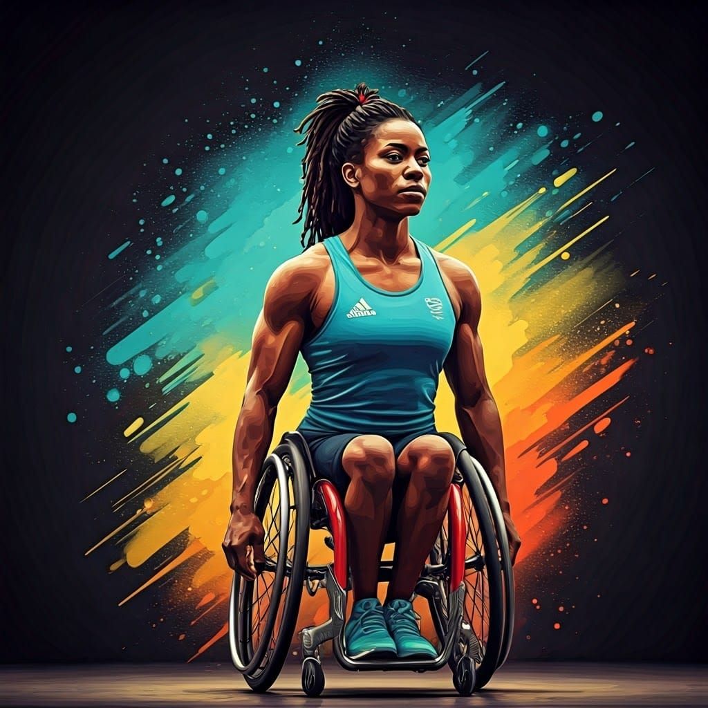 Dynamic Para-Athlete Portrait in Urban Street Art Style