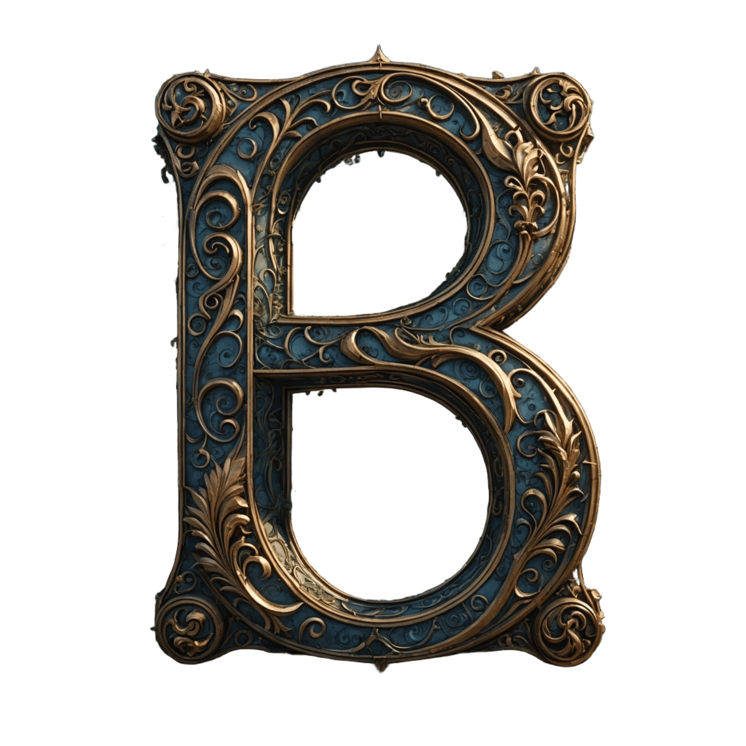 Medieval Letter B in Detailed Matte Style