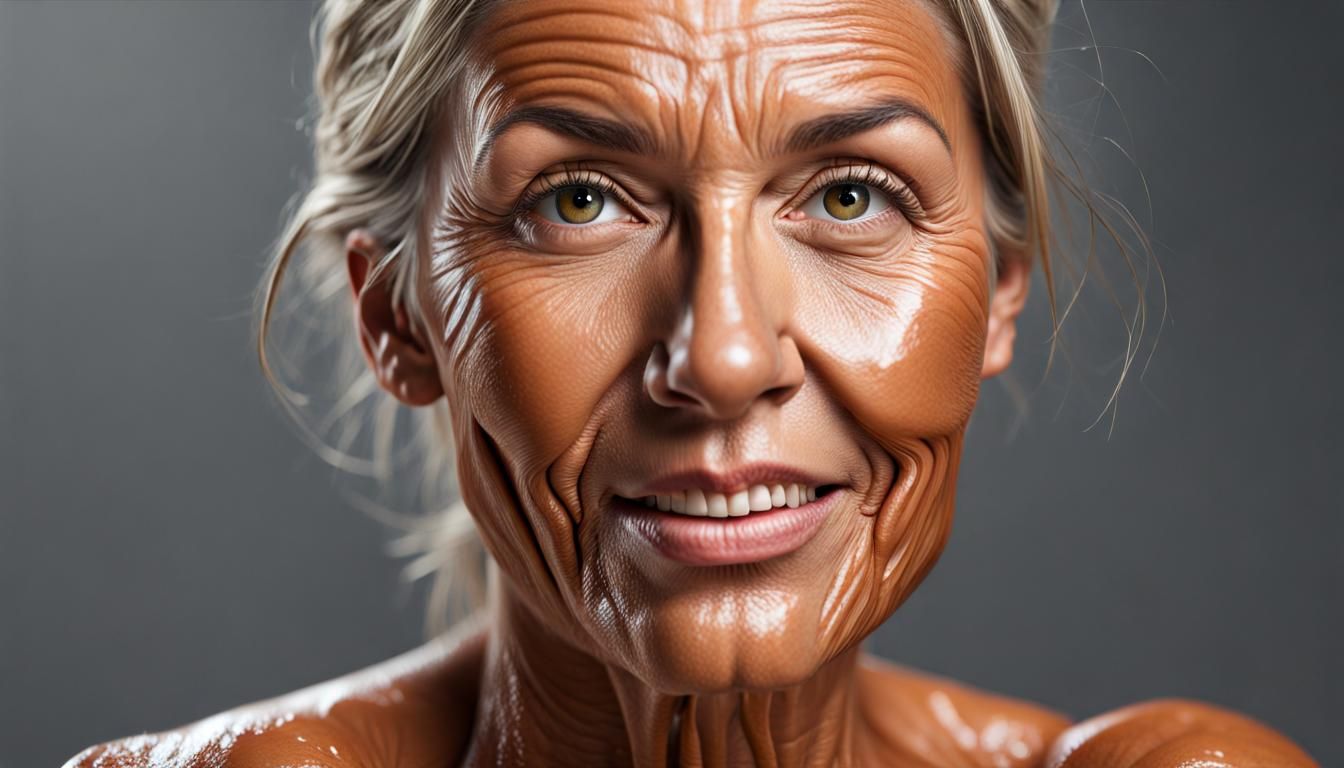 Hyperrealistic Oiled Tanned Skin Portrait in 4K