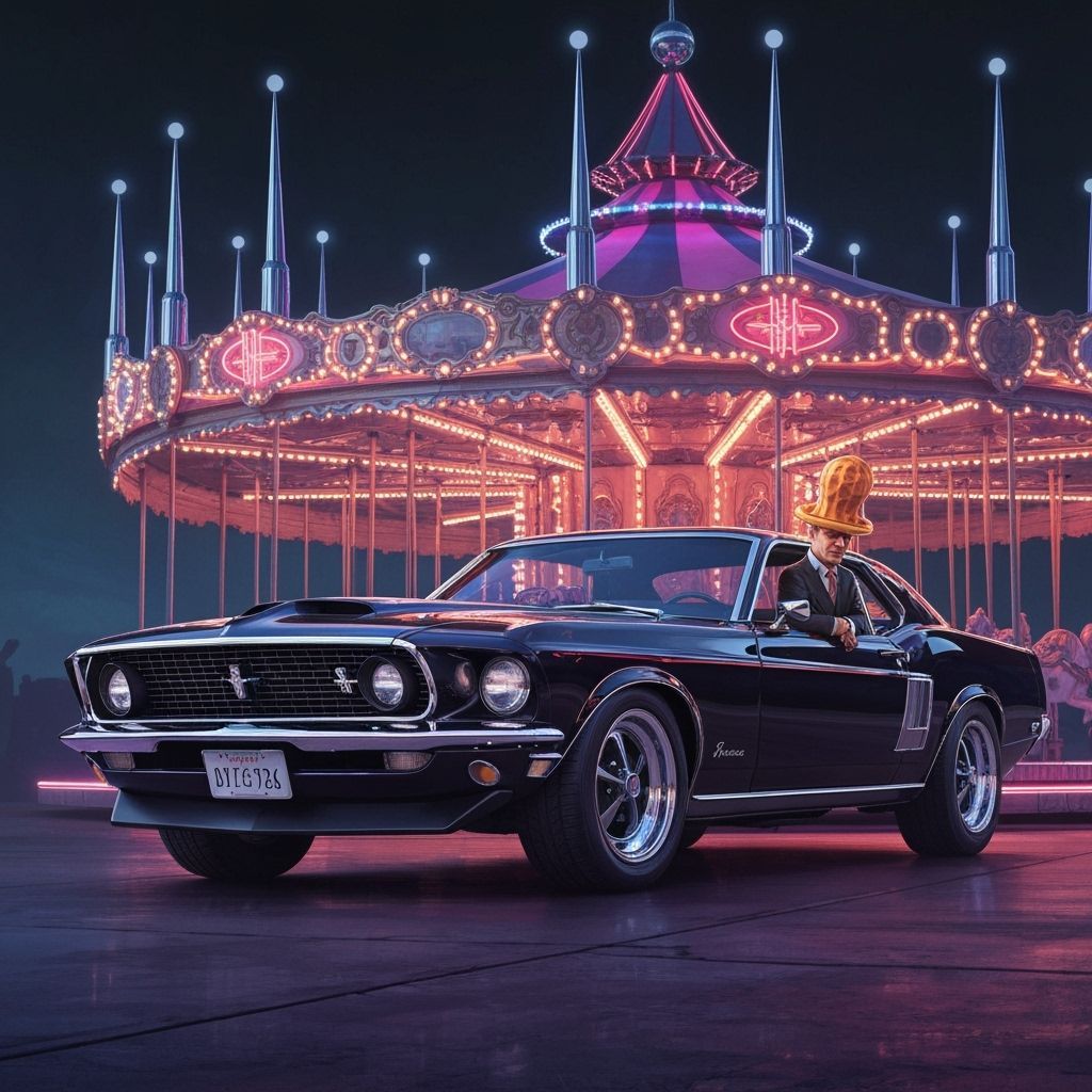 Giant 1969 Mustang with Peanut Butter Hat Man