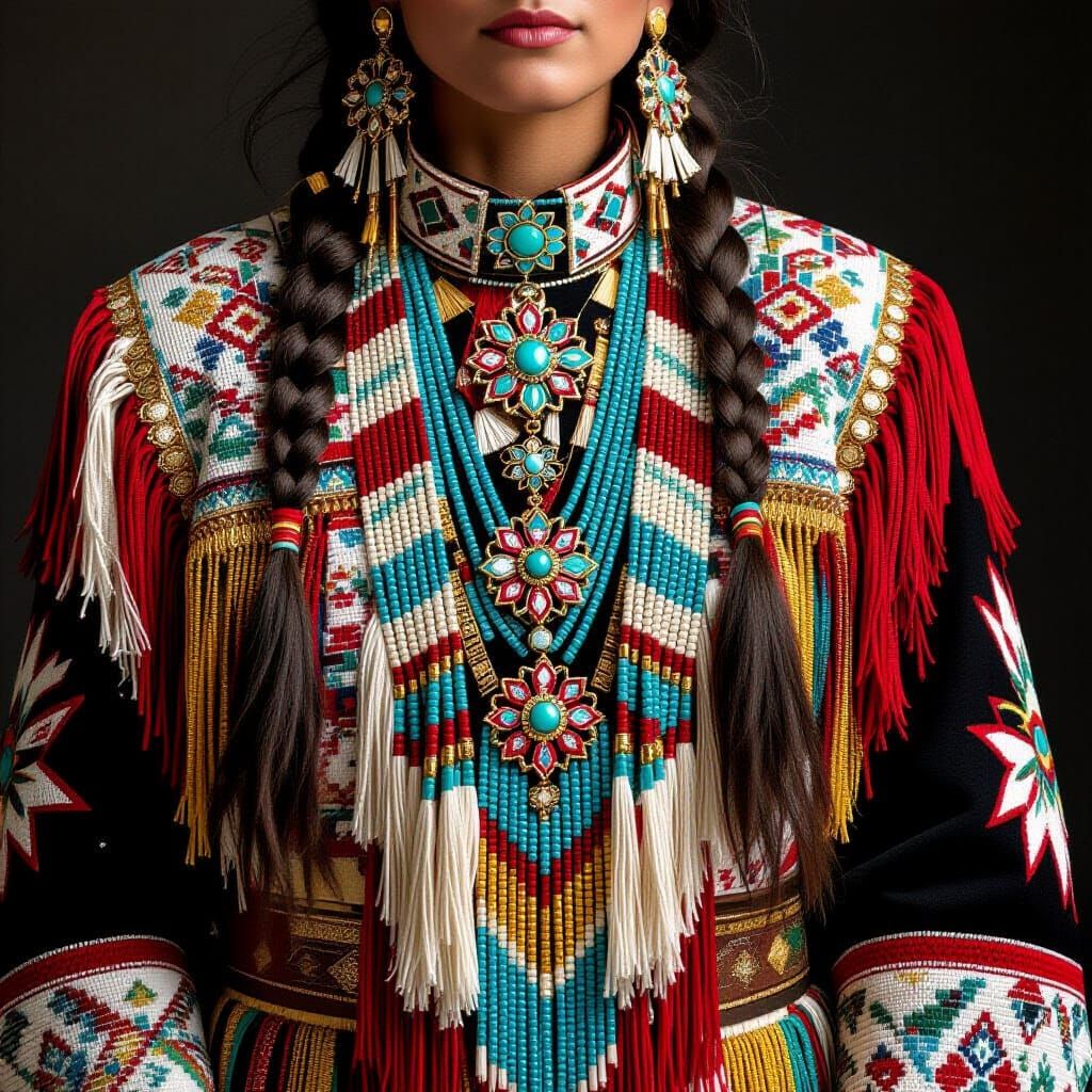 Intricate Native American Beaded Regalia