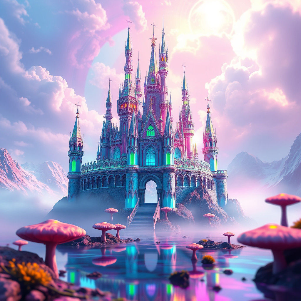 Magic Castle on Alien Planet, 3D Digital Art