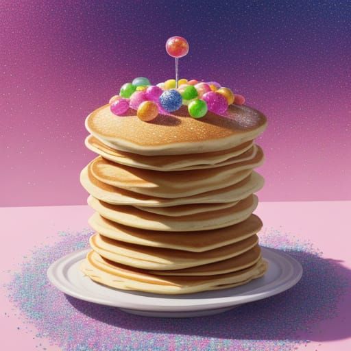 Hyperrealistic Candy Art: Whimsical Pancake Wonderland