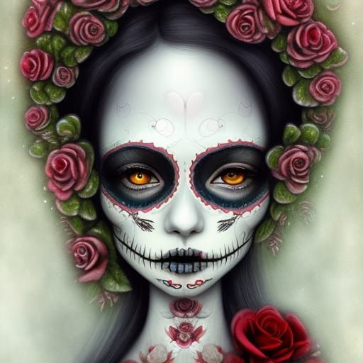 Day of the Dead Portrait in Gothic Digital Art Style