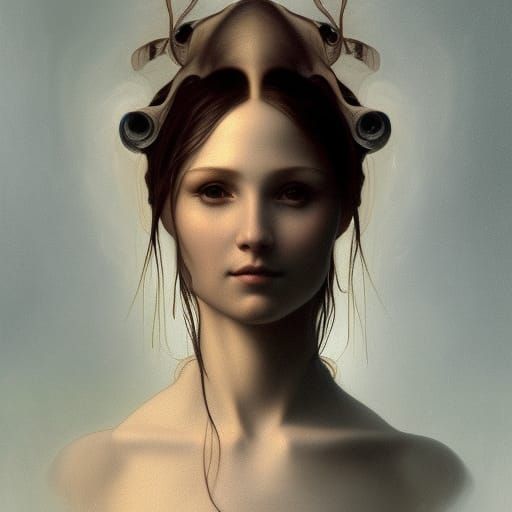 Alien Goddess Portrait in Renaissance Style