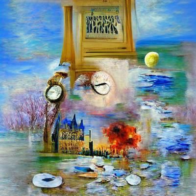 Impressionistic Poster Art of a Broken Clock