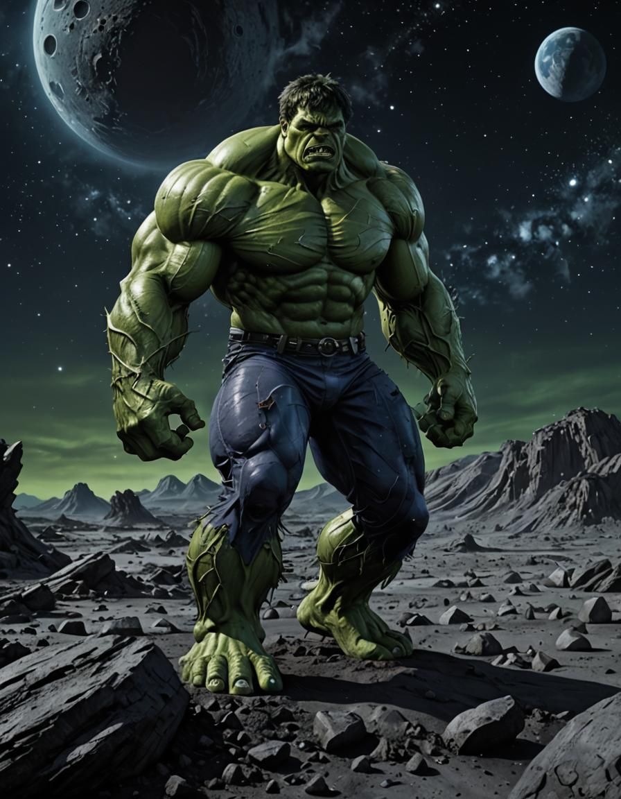 Hulk on the Moon: Detailed Matte Painting