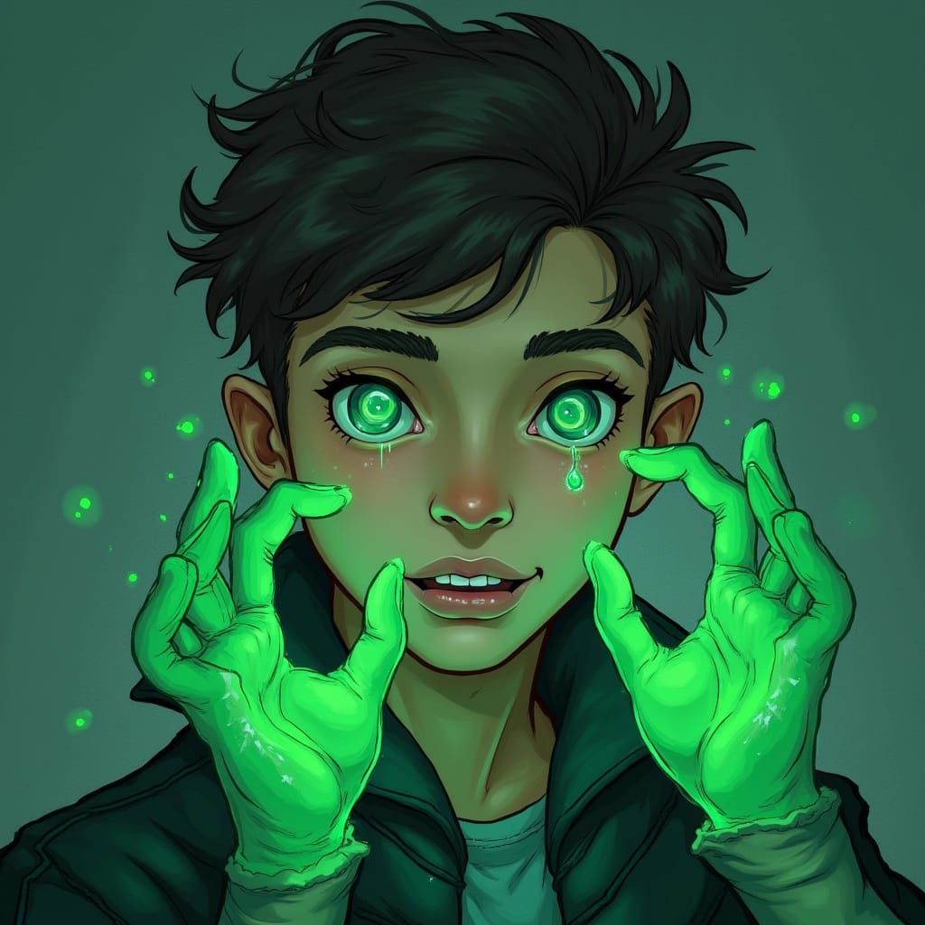 Young Student Painting in a Mystical Surrealist Style