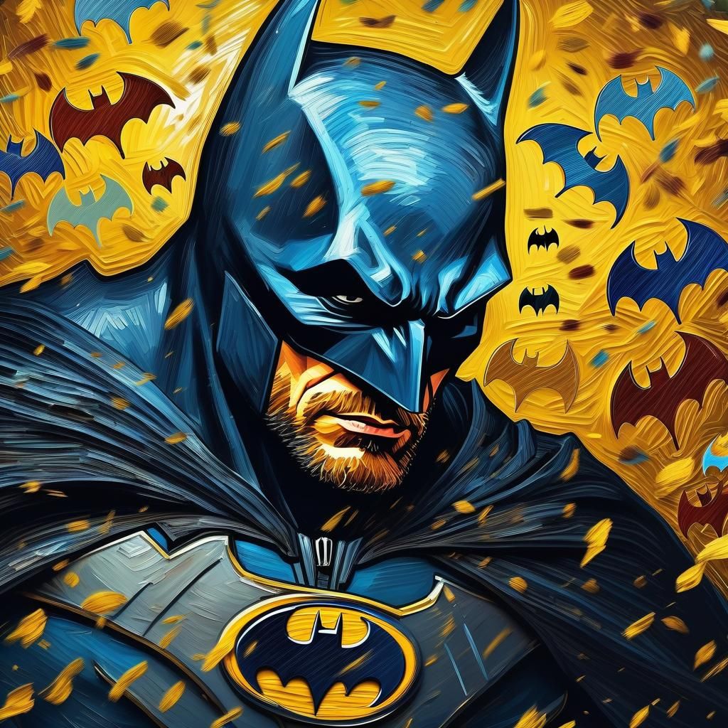 Batman Portrait in Van Gogh's Impasto Style